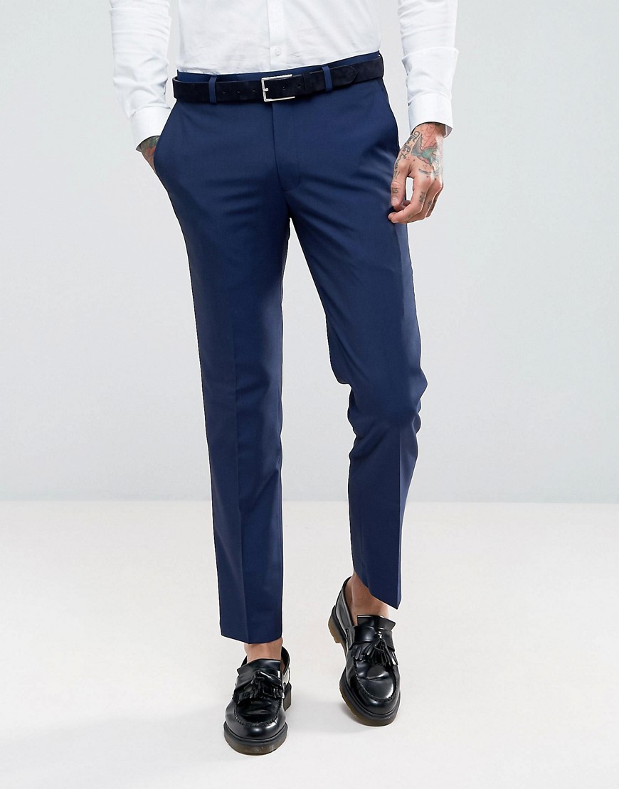 Blå tonic-habitbukser med smal pasform fra Harry Brown