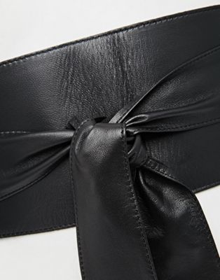 black leather obi belt