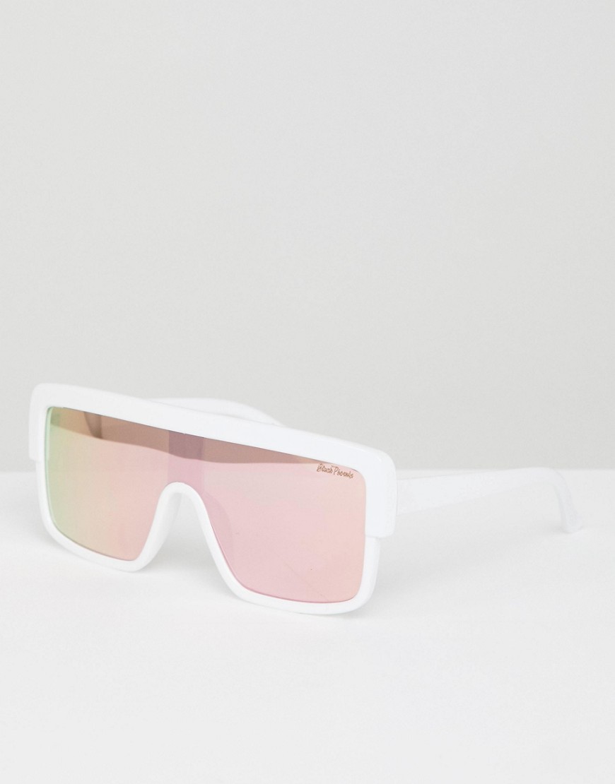 Black Phoenix Square Frame Flat Top Sunglasses-White