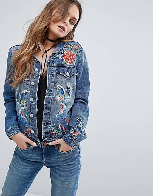 Blank NYC Denim Jacket with Embroidery | ASOS