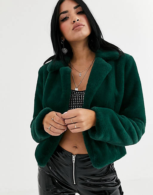 Blank NYC faux fur boxy jacket