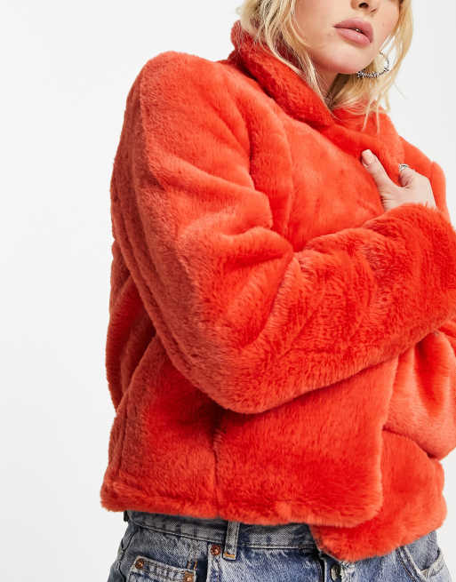 Cropped faux outlet fur jacket blanknyc