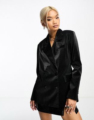 Blank NYC faux leather blazer in black