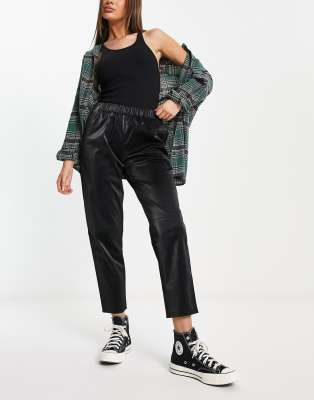 Mango faux leather joggers in black 31.00 Grazia