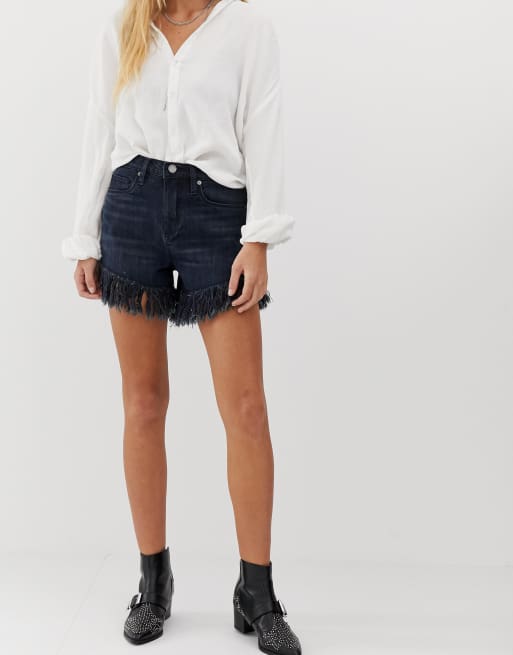 Fringe hem hot sale shorts