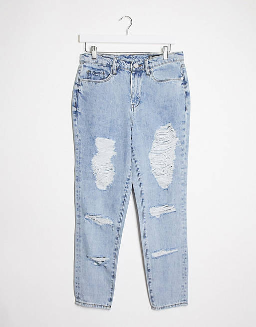 Blank NYC – Jasnoniebieskie jeansy z prostymi nogawkami z przetarciami