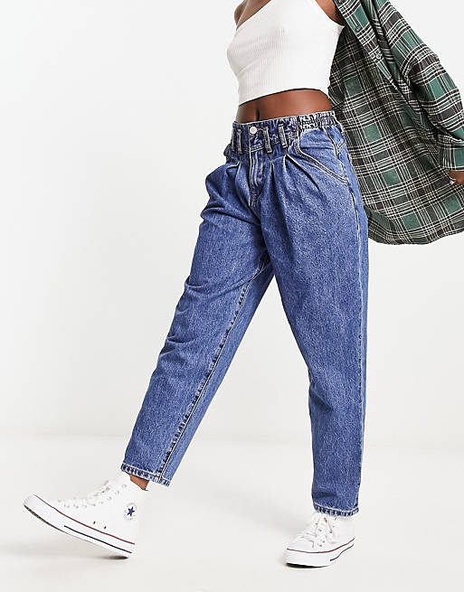 Blank NYC mom jean in midwash blue | ASOS
