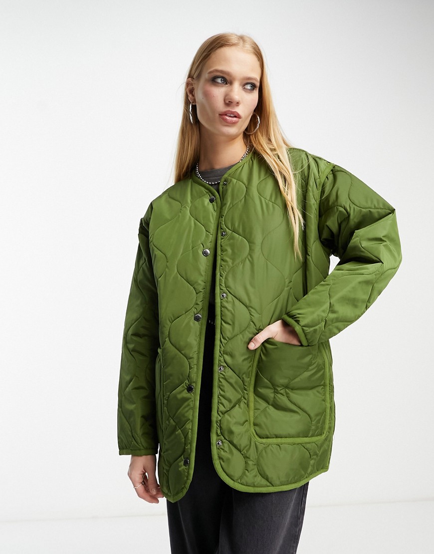 Blank NYC oversized quilted jacket in green