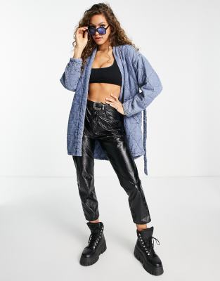 Blank NYC quilted belted jacket in blue - ASOS Price Checker