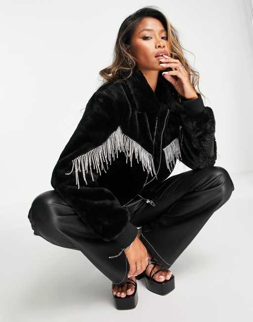 Blank NYC - Western jack met contrasterende franjes in zwart