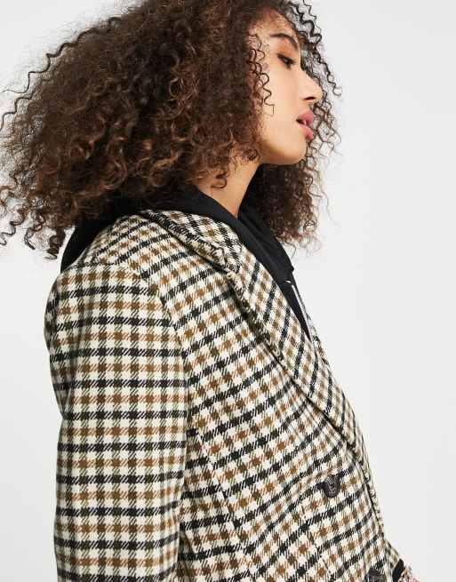 Blazer con doble botonadura en cuadros marrones - MARRÓN, 3 de 4