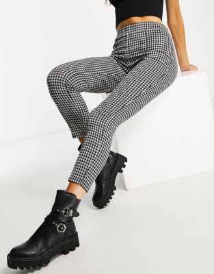 Брюки с принтами  Asos Блейзер из трикотажа понте в черно-белую клетку Miss Selfridge-Черный цвет