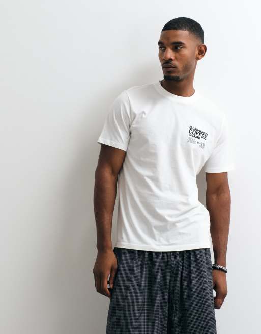 BLEND 100% Baumwolle Regular Fit T-Shirt mit Coffee Club-Logo-Print in Weiß, 2 von 5
