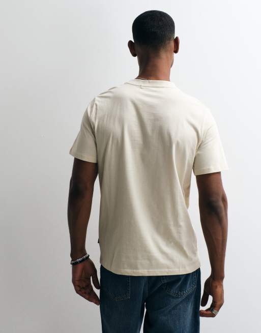 BLEND 100% bomuld regular fit T-shirt med grafik foran i oyster, 4 af 5