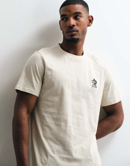 BLEND 100% cotton regular fit front graphic t-shirt in oyster, 3 of 5