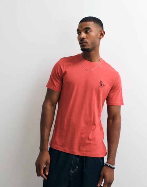 BLEND 100% cotton regular fit front graphic t-shirt in red - view 1