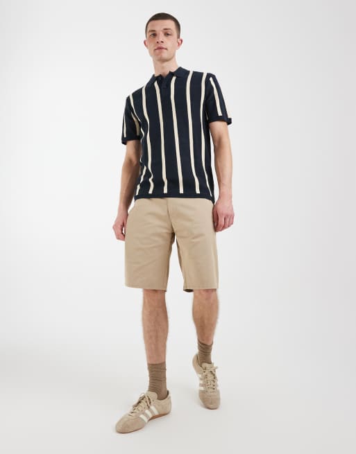 BLEND 100% cotton regular fit knitted polo in navy stripe, 2 of 5