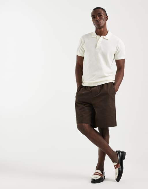 BLEND 100% cotton regular fit knitted polo in off white, 2 of 5