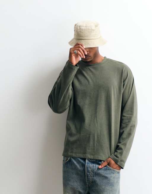 BLEND 100% cotton regular fit long sleeve regular fit t-shirt in dark green, 3 of 5