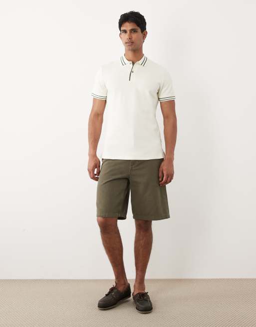 BLEND 100% cotton regular fit polo in off white with contrast twin tipping, 2 of 5