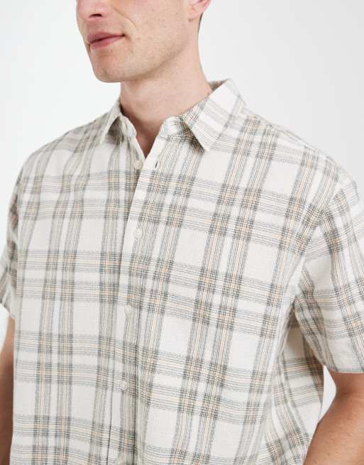 BLEND 100% cotton regular fit shirt in beige check, 3 of 5