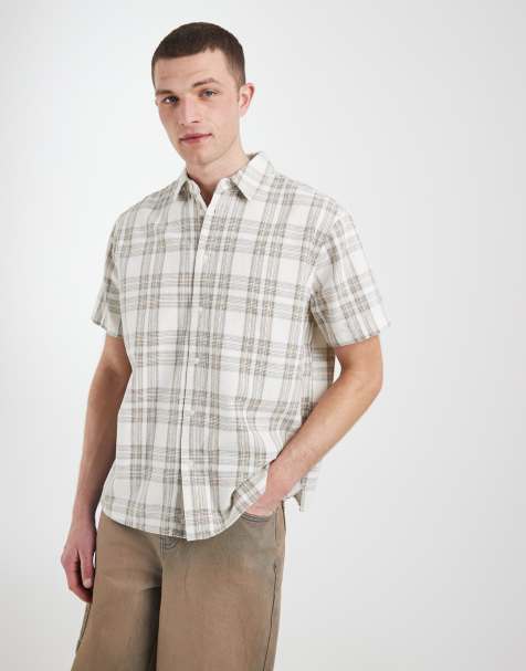 BLEND 100% cotton regular fit shirt in beige plaid - view 1