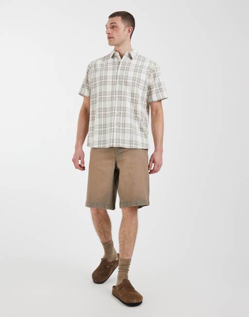 BLEND 100% cotton regular fit shirt in beige plaid, 2 of 5