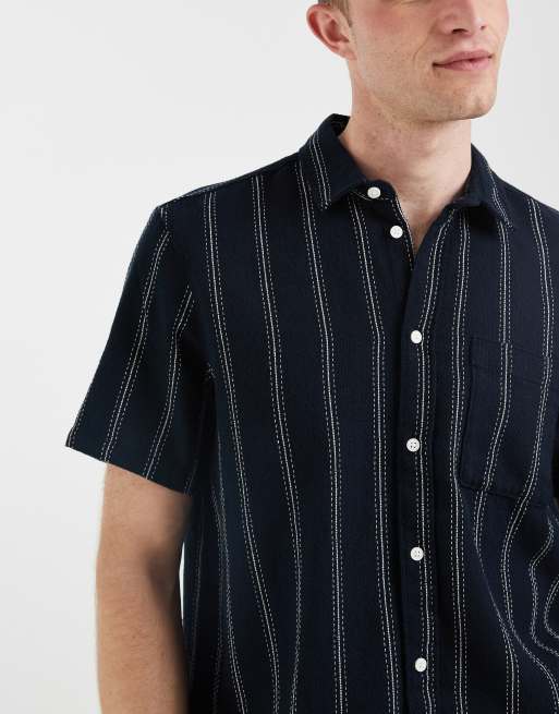 BLEND 100% cotton regular fit shirt in navy stripe, 3 of 5