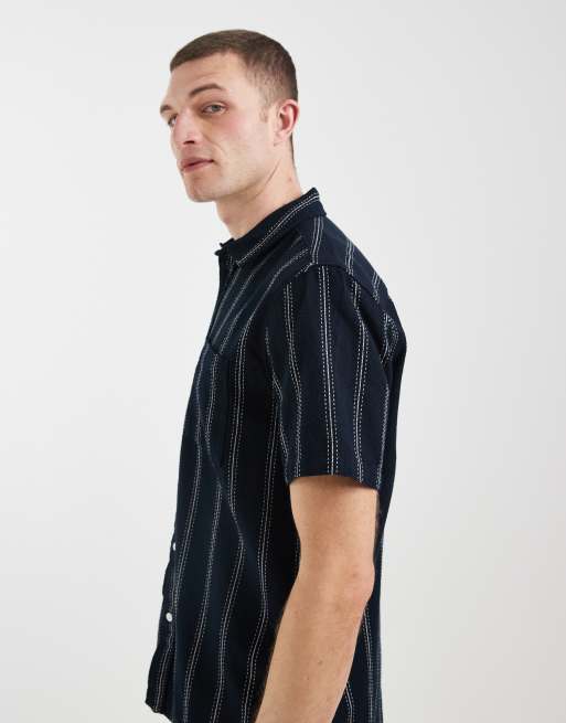 BLEND 100% cotton regular fit shirt in navy stripe, 4 of 5
