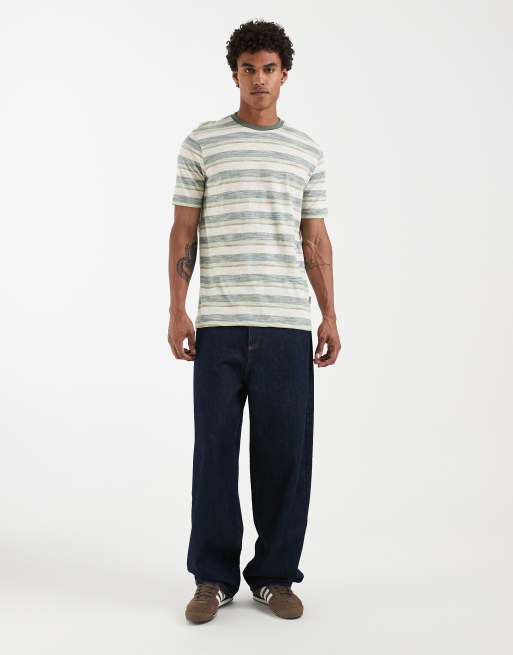 BLEND 100% cotton regular fit T-shirt in duck green stripes, 2 of 5