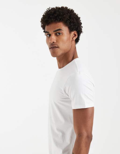 BLEND 2 pack cotton-rich slim fit crew neck t-shirts in white, 4 of 5