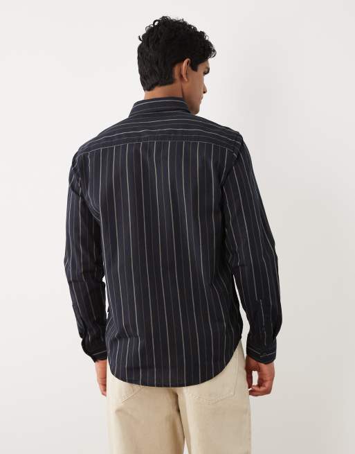 BLEND – Beige, randig overshirt i regular fit och bomullsrikt tyg, 3 av 5