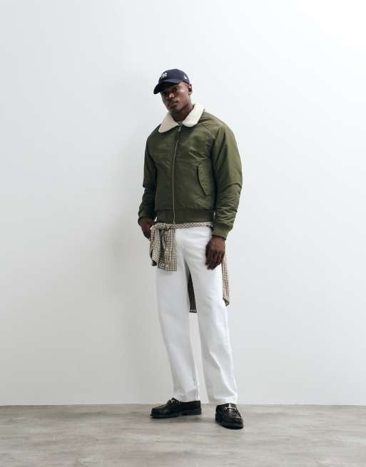 BLEND bomberjacka med kontrasterande krage i khaki, 2 av 5