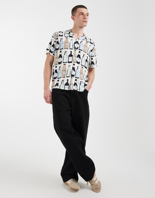 BLEND bottle repeat motif printed regular fit shirt with revere collar in multi, 2 of 5