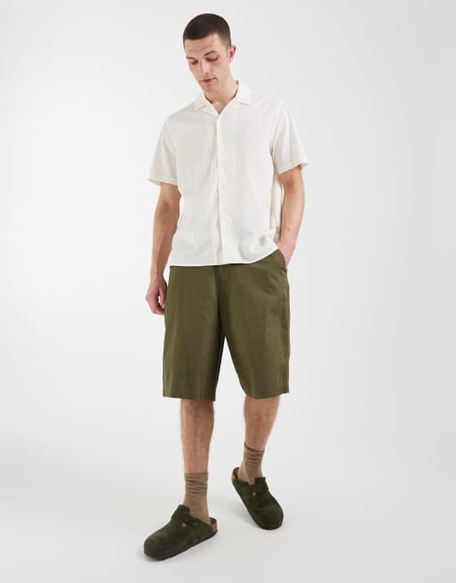 BLEND - Camicia vestibilità classica in misto cotone bianco sporco con colletto aperto, 2 di 5