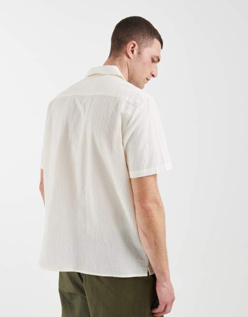 BLEND - Camicia vestibilità classica in misto cotone bianco sporco con colletto aperto, 5 di 5