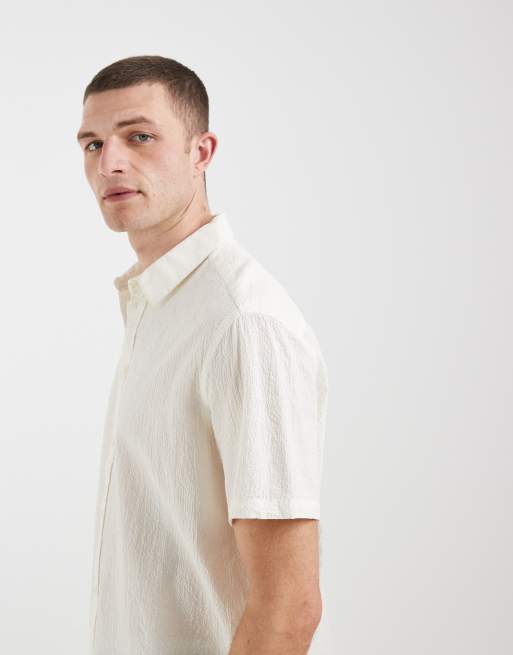 BLEND - Camicia vestibilità classica leggera testurizzata in misto cotone bianco sporco, 4 di 5