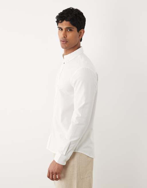 BLEND - Camisa Oxford blanca de corte estándar de tejido rico en algodón, 3 de 5
