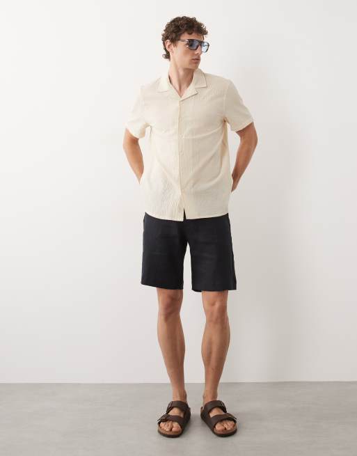 BLEND - Chemise légère en coton majoritaire et crépon à col cubain - Beige poudré, 2 de 9