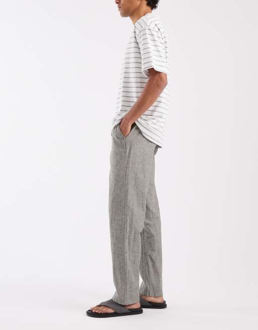 BLEND cotton-linen drawstring waist regular fit trousers in dusty olive, 3 of 5