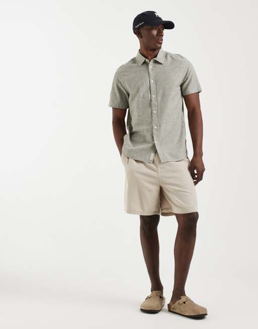 BLEND cotton-linen regular fit shirt in dusty olive, 2 of 5