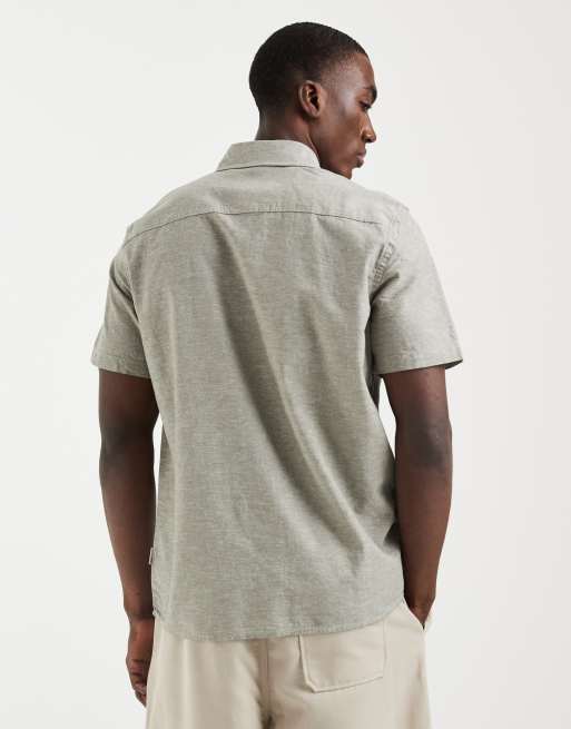 BLEND cotton-linen regular fit shirt in dusty olive, 5 of 5