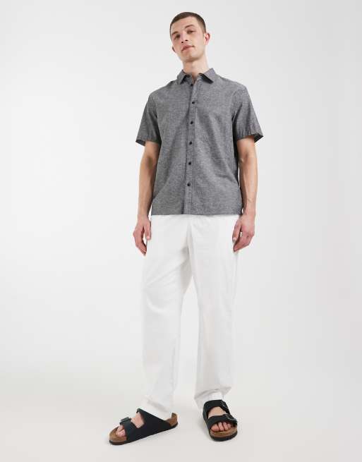 BLEND cotton-linen regular fit shirt in grey melange, 2 of 5