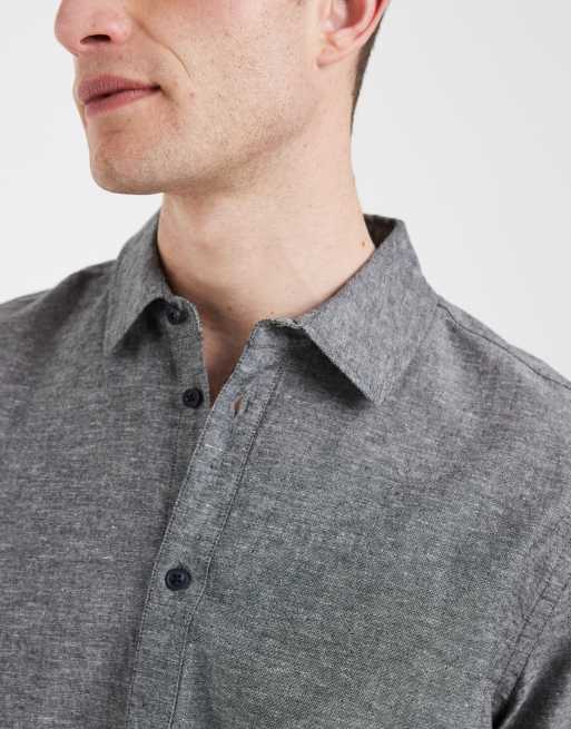 BLEND cotton-linen regular fit shirt in grey melange, 3 of 5