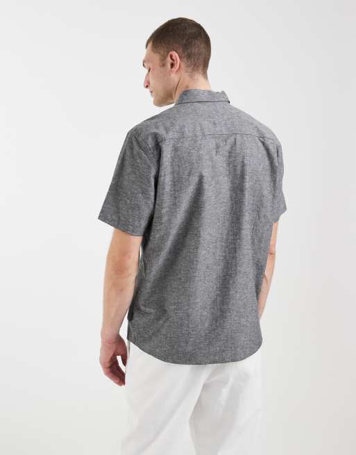 BLEND cotton-linen regular fit shirt in grey melange, 5 of 5