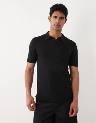 Blend Cotton-mix Knitted Regular Fit Open Collar Polo In Blue