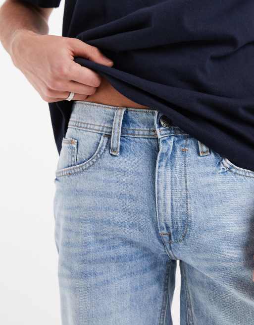 BLEND denim slim fit shorts in light wash blue, 4 of 5