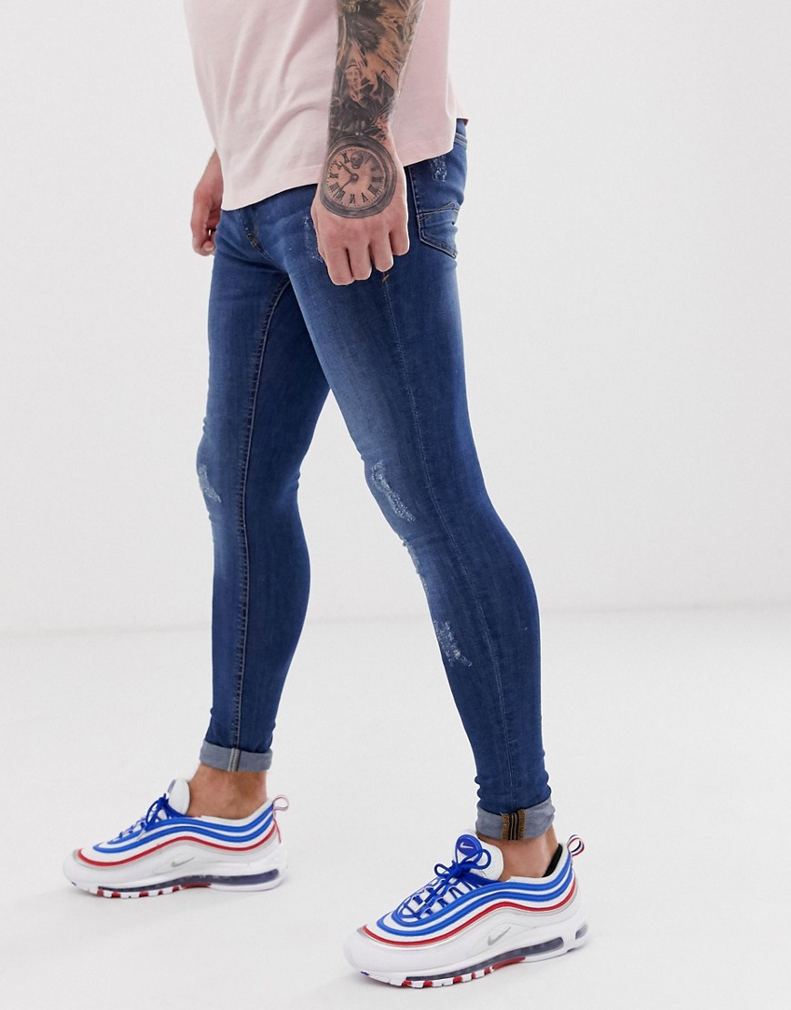 Blend – Flurry – Blå, stentvättade jeans i extrem skinny fit