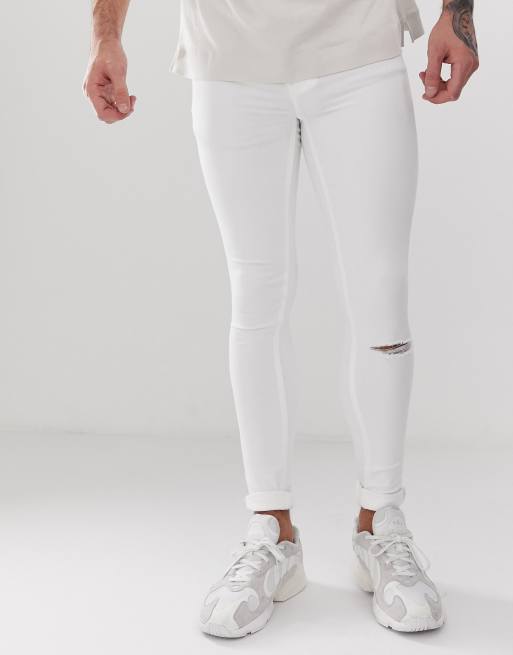 Blend Flurry Extreme Skinny Fit Jeans With Knee Rip In White Asos