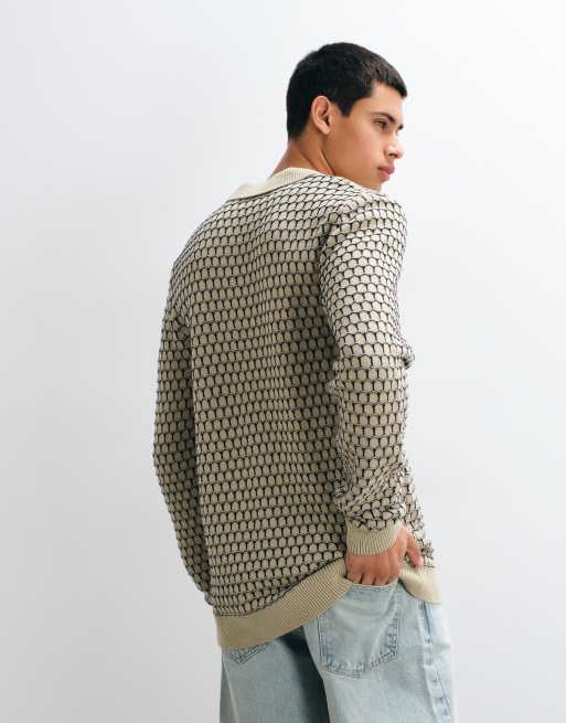 BLEND geometrischer Strick-Pullover mit Polokragen in Cremeweiß, 5 von 5